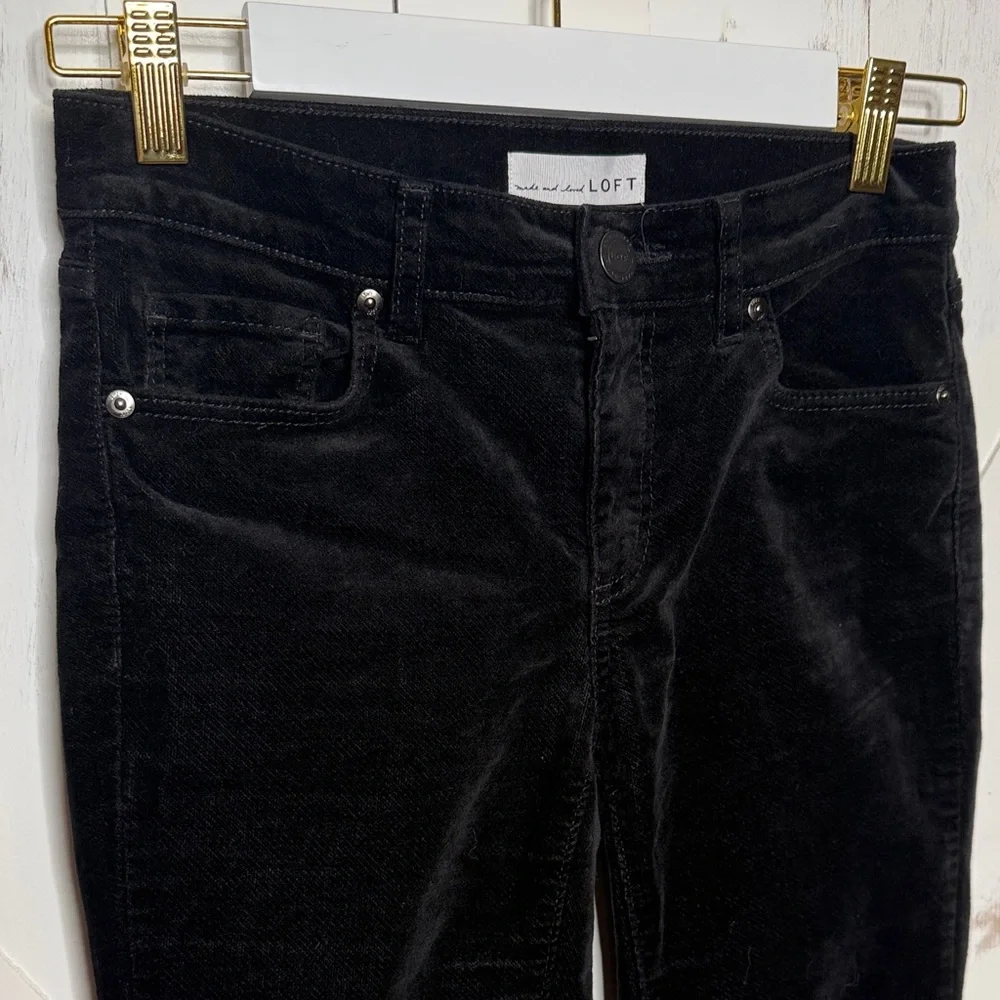 LOFT Black Velvet Slim Fit Pants - Picture 13 of 16